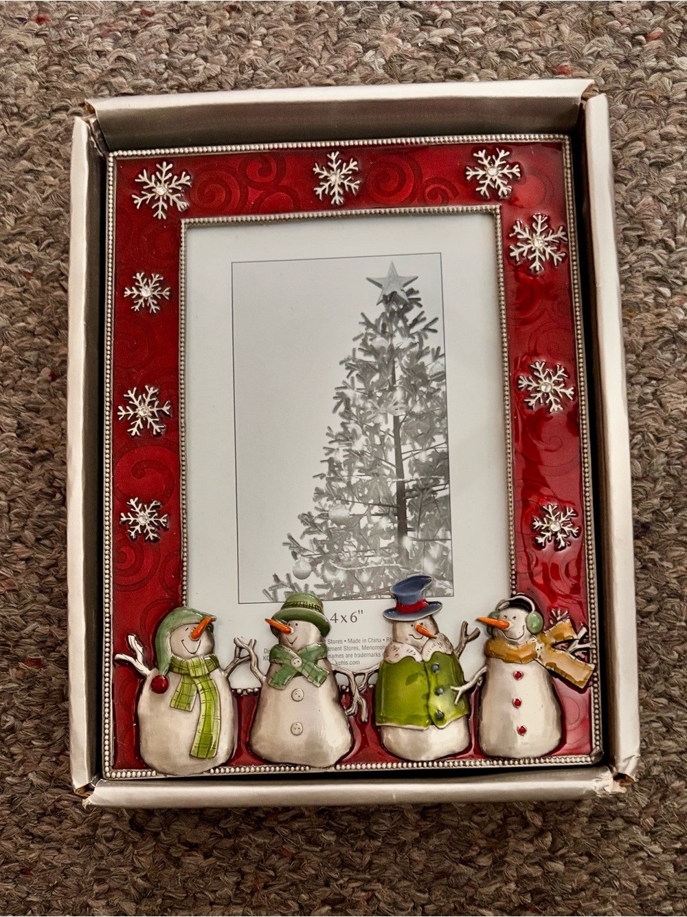 Festive Red Snowman Holiday Photo Frame